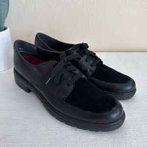 New Munro Veranda Black Suede Leather Lace Up Loafers Women’s 9SS(super slim)